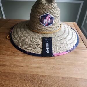 Hemlock Natural Straw Hat with Pink and Blue Accents
